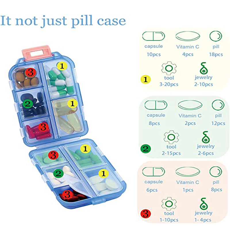 Travel 10 Grid, Moisture Proof Pill Organizer