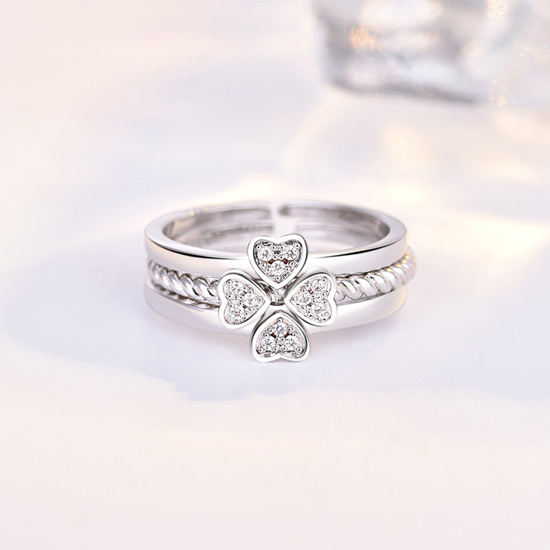 Women Adjustable Four-Leaf Clover Ring