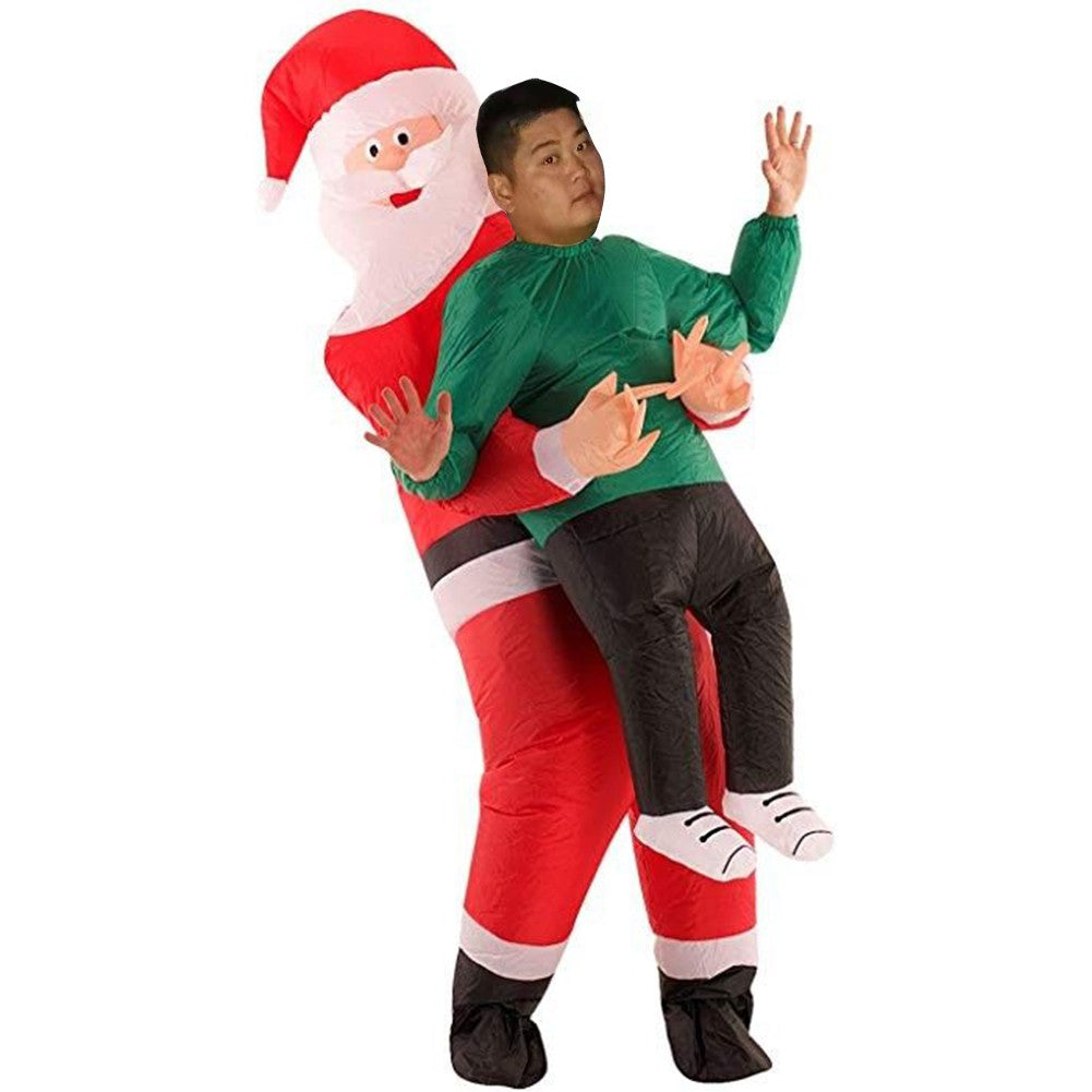 Inflated Santa carry you as Elf