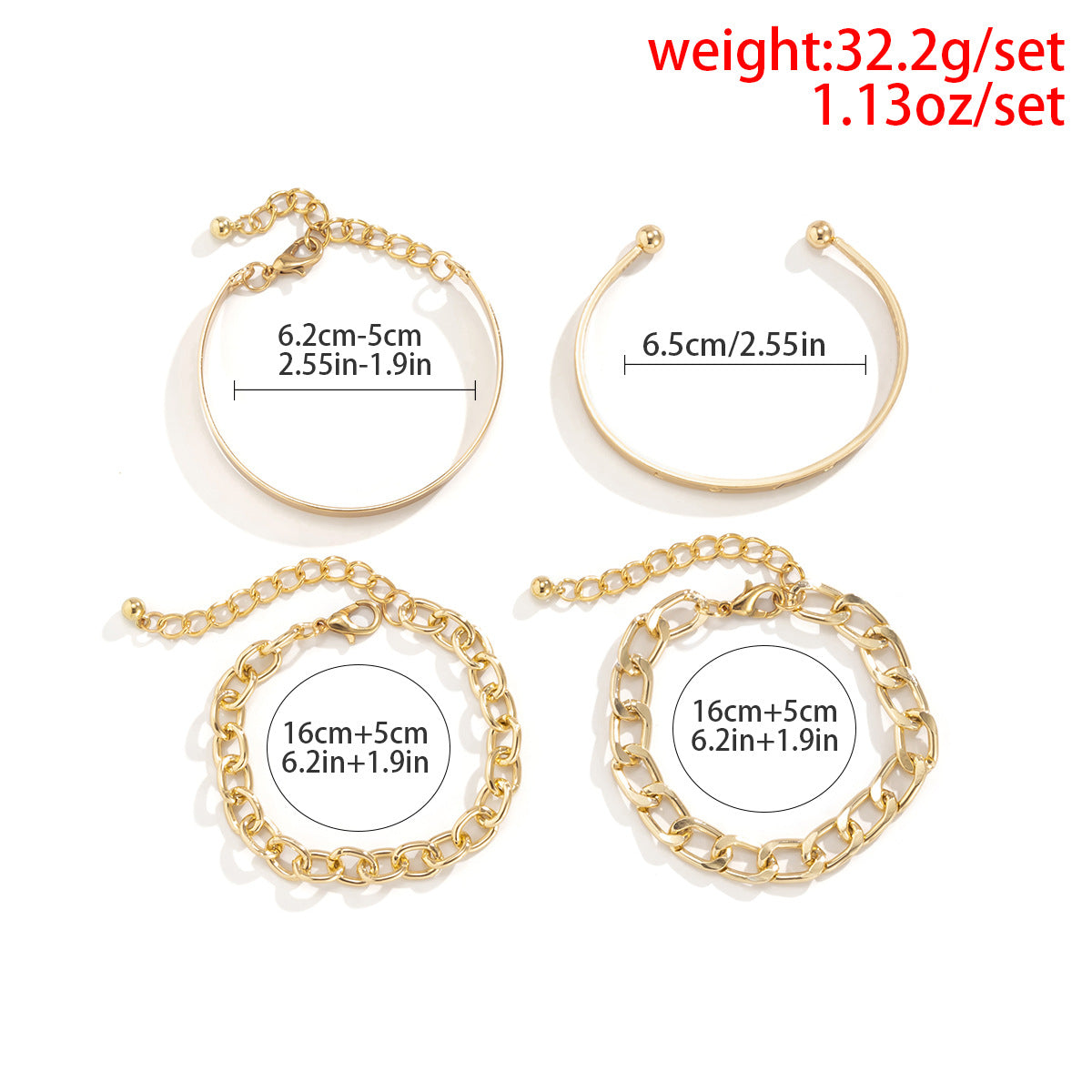 C-shaped Hollow Chain Bracelet Set