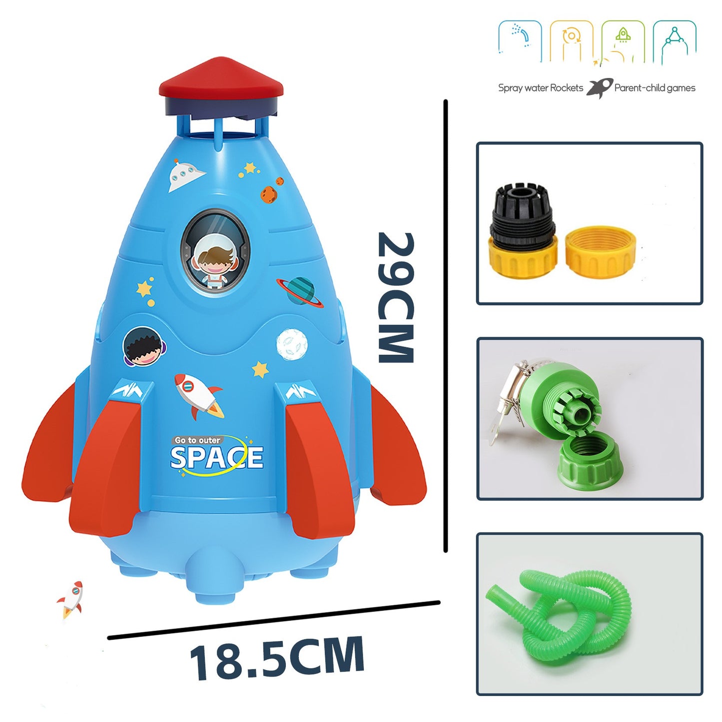 Kids Space Rocket Sprinkler Spinner