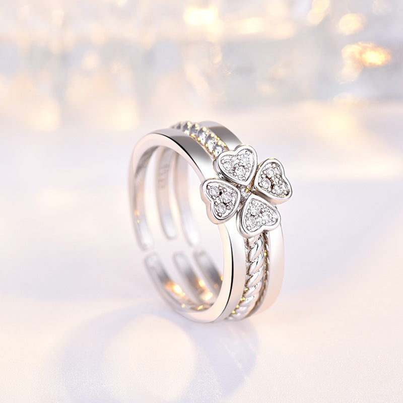 Women Adjustable Four-Leaf Clover Ring