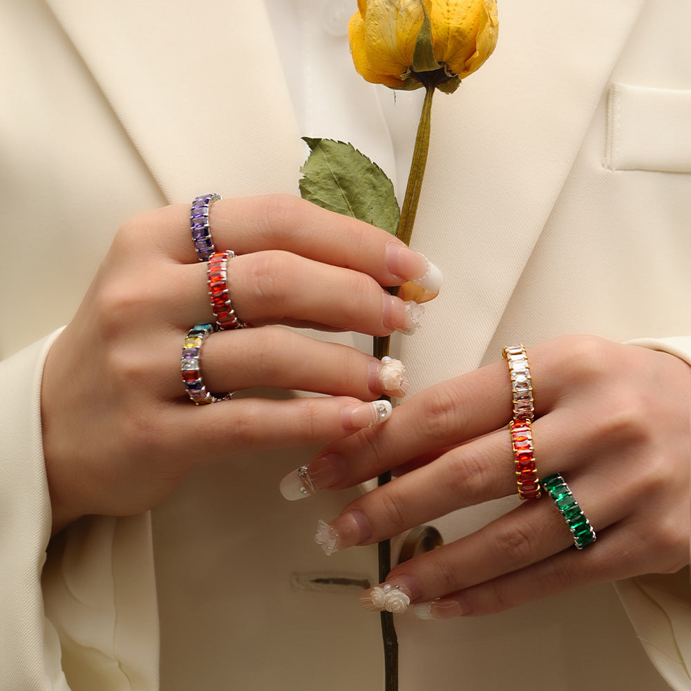 Colorful Crystals Rings