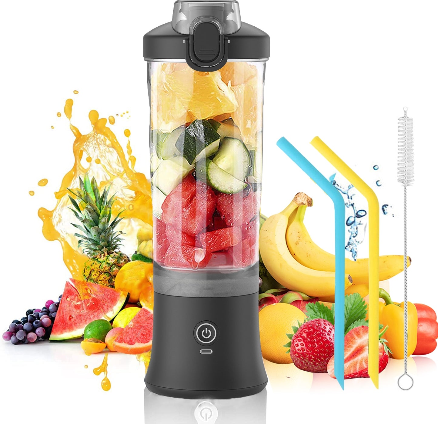 Portable Blender 600ML Electric Juicer Fruit Mixers 4000mAh USB Rechargeable