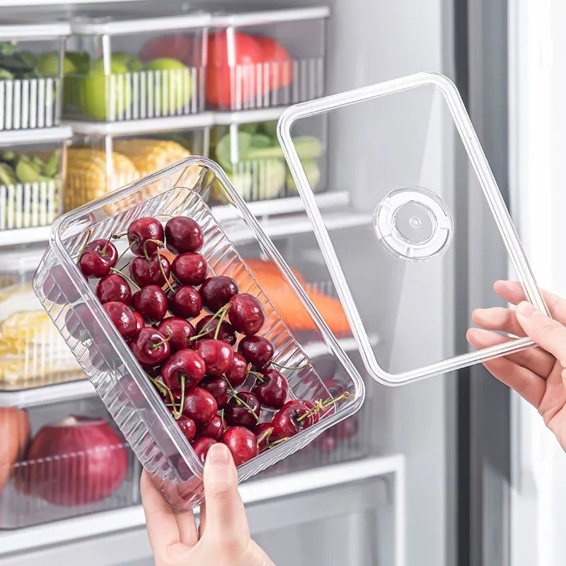 Refrigerator Storage Box Timing Fresh Fridge Organizer Vegetable Fruit Food Storage Containers Pantry Kitchen Organizer