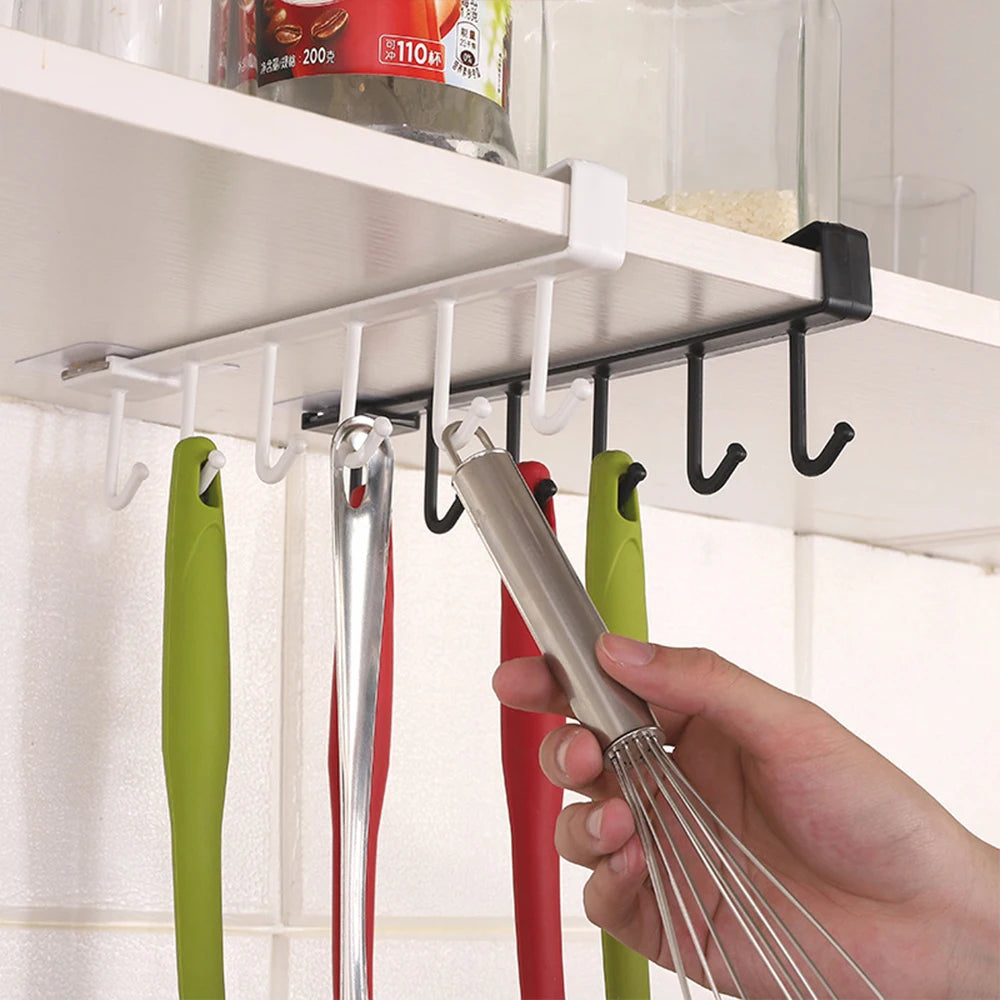 Plastics 6 Hook Storage Shelf Wardrobe Cabinet