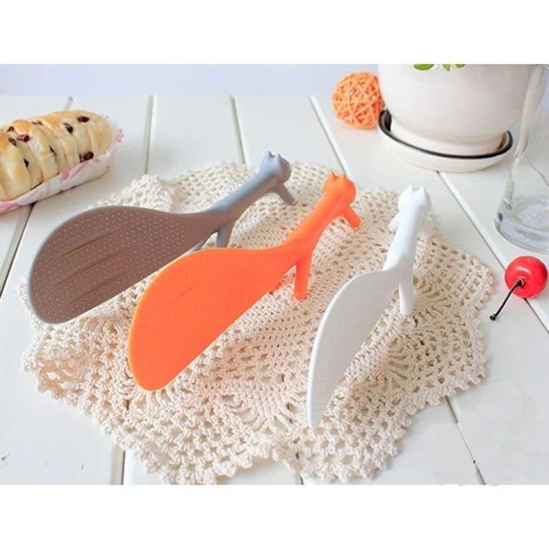 Cartoon Squirrel Spoon Non Stick Rice Paddle Ladle Lovely Meal Spoon Cooking Tools Kitchen Accessories Cute Kitchen Stand Spoon