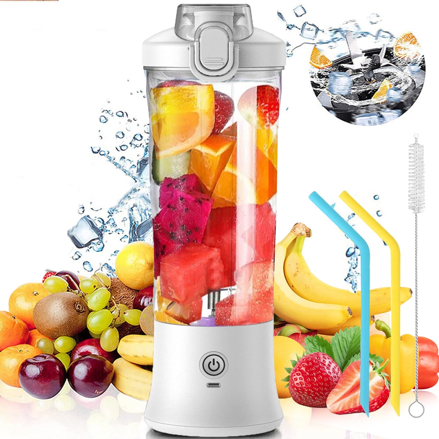 Portable Blender 600ML Electric Juicer Fruit Mixers 4000mAh USB Rechargeable