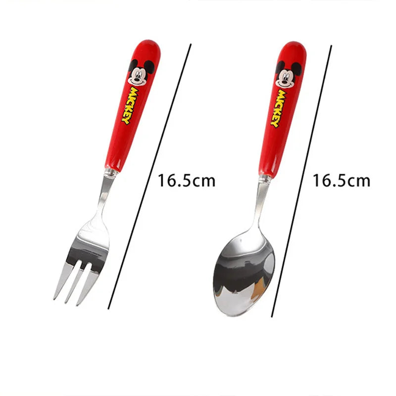 Disney Anime Kawaii Spoon Fork Cute Mickey Minnie Donald Duck Stainless Steel Children Fruit The Steak The Fork Soup Ladle