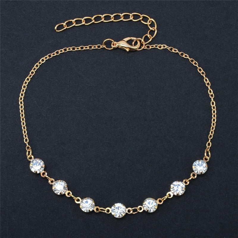 Rhinestone Chain Anklets Silver Color/Gold Color