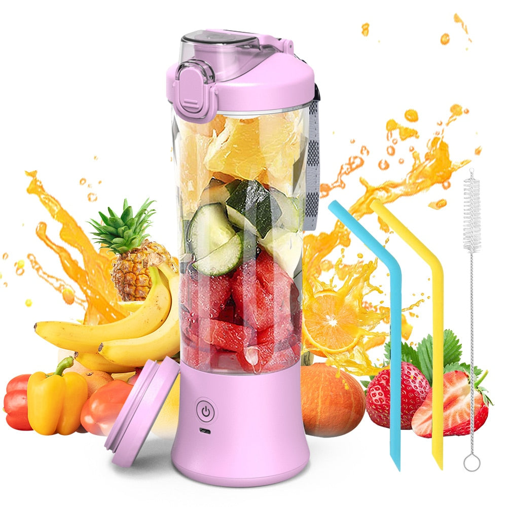 Portable Blender 600ML Electric Juicer Fruit Mixers 4000mAh USB Rechargeable