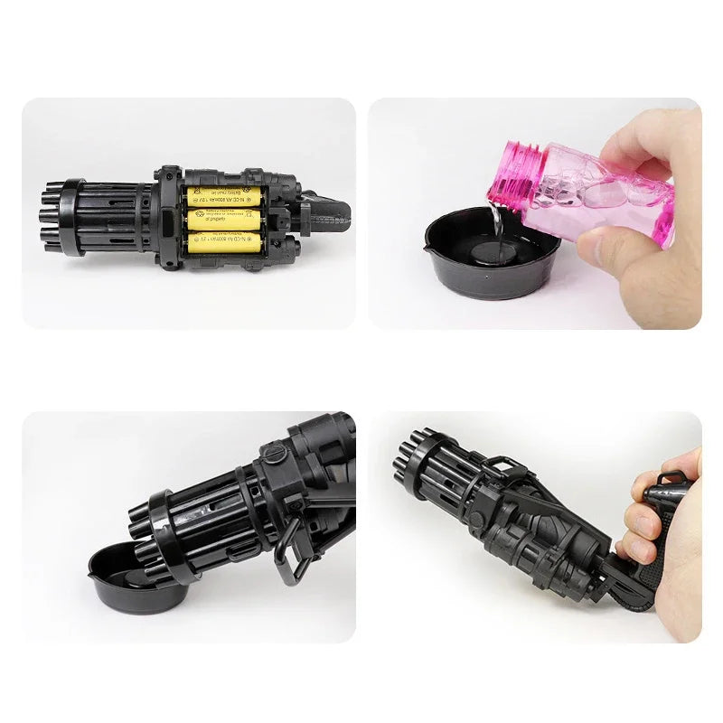 10 Hole Electric Gatling Bubble Machine Gun