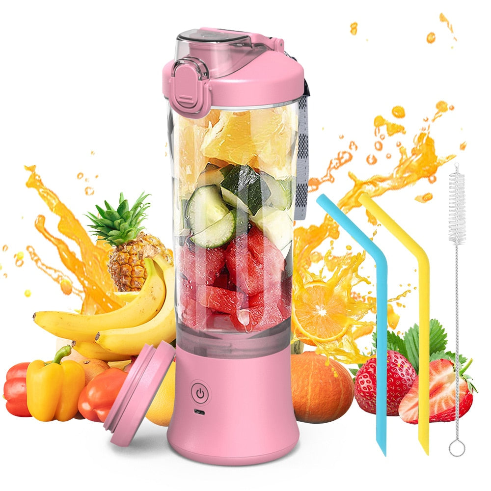 Portable Blender 600ML Electric Juicer Fruit Mixers 4000mAh USB Rechargeable