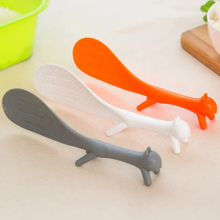 Cartoon Squirrel Spoon Non Stick Rice Paddle Ladle Lovely Meal Spoon Cooking Tools Kitchen Accessories Cute Kitchen Stand Spoon