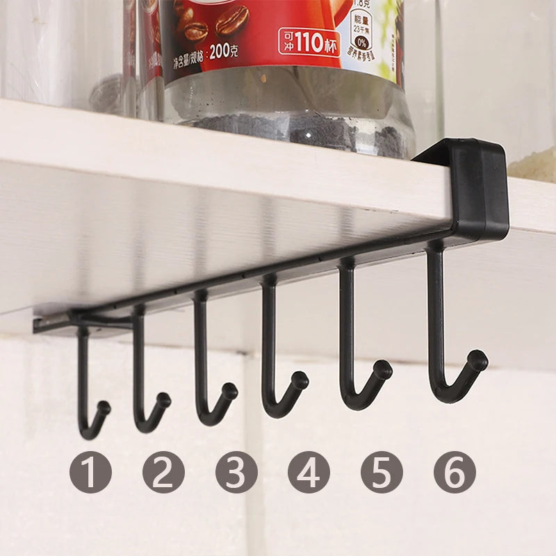 Plastics 6 Hook Storage Shelf Wardrobe Cabinet