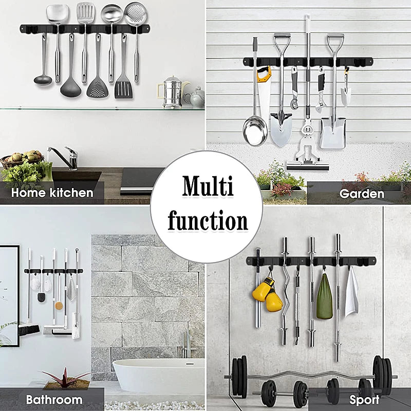 Wall Mount Organizer Storage Tool Racks Stainless Steel Hooks Non-slip for Home Kitchen Garden Laundry Garage