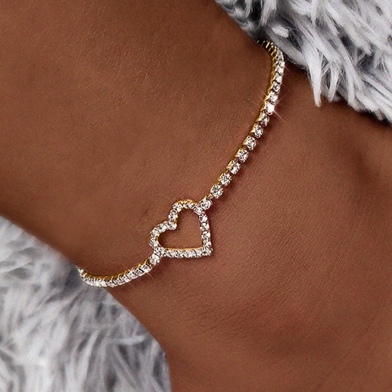 Rhinestone Chain Anklets Silver Color/Gold Color