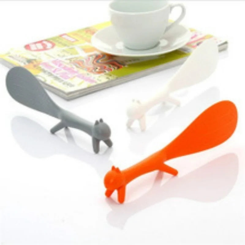 Cartoon Squirrel Spoon Non Stick Rice Paddle Ladle Lovely Meal Spoon Cooking Tools Kitchen Accessories Cute Kitchen Stand Spoon