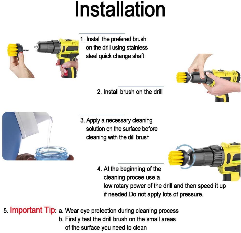 Electric Drill Brush Set Kit Auto Care Cleaning Tools