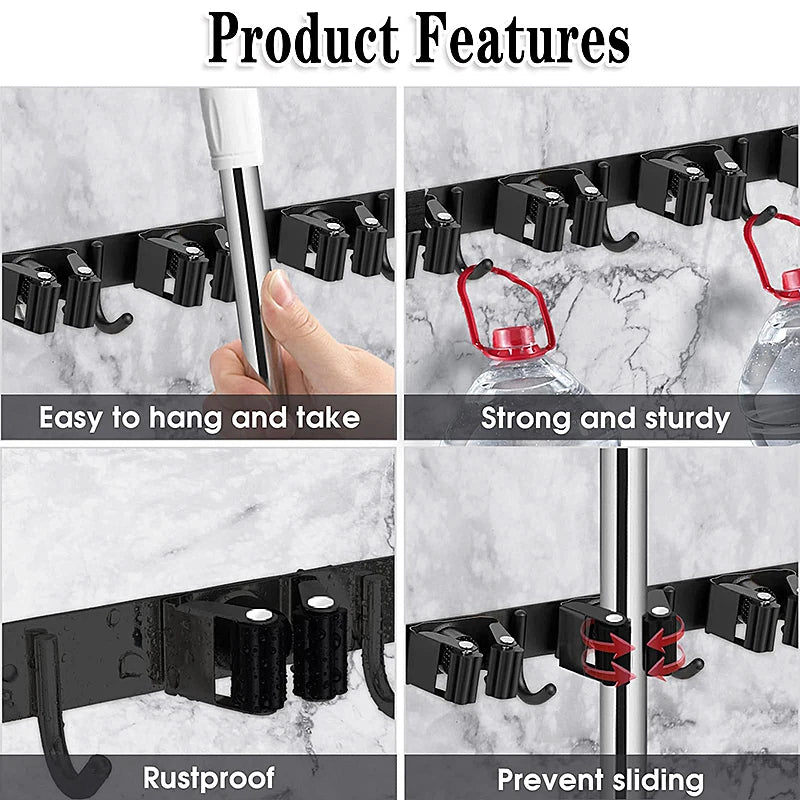 Wall Mount Organizer Storage Tool Racks Stainless Steel Hooks Non-slip for Home Kitchen Garden Laundry Garage