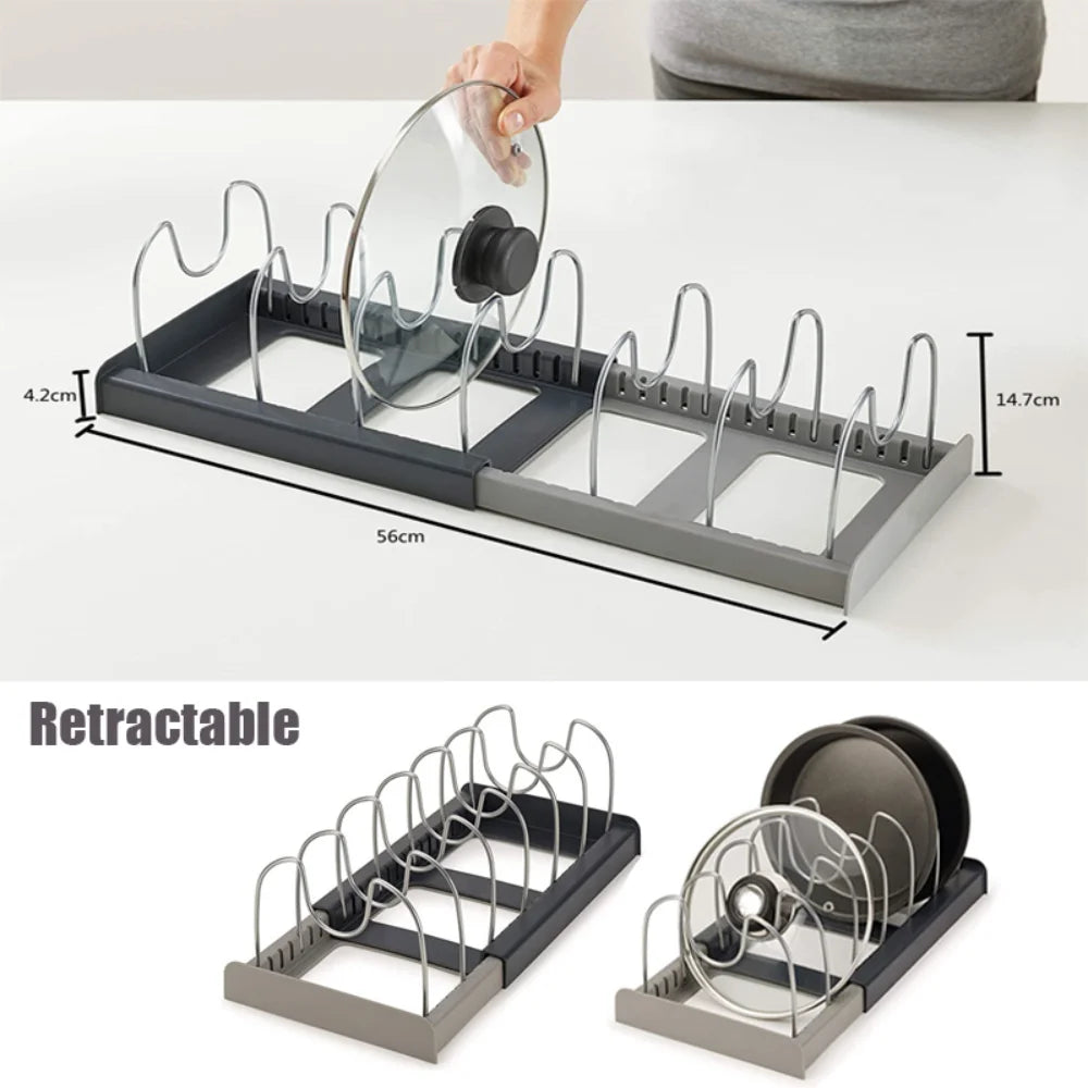 Kitchen Organizers Cabinet For Pots and Pans Expandable Stainless Steel Storage Rack