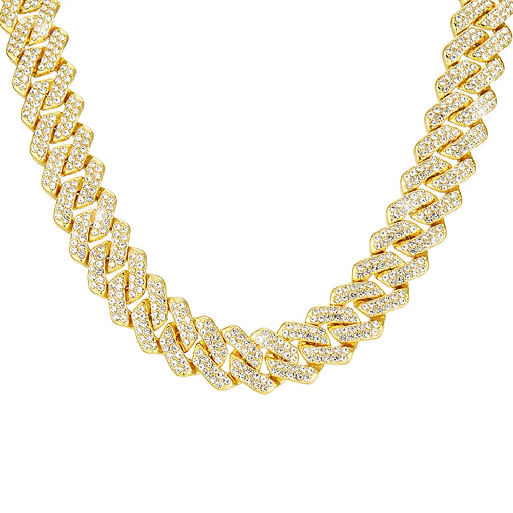 15MM Cuban Link Chain Necklace Silver Color