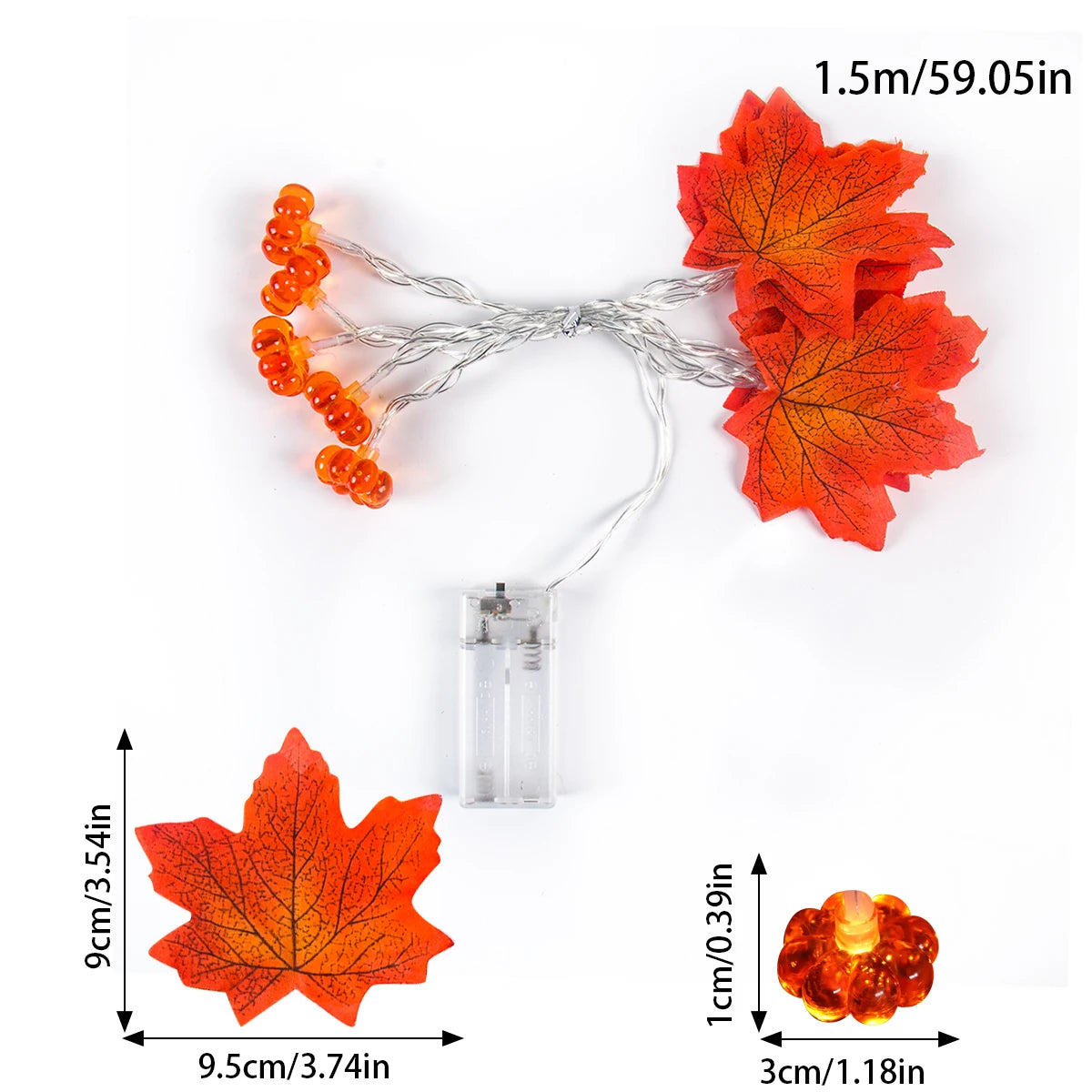 Artificial Autumn Maple Leaves Pumpkin Garland LED Fairy String Light Fall Thanksgiving Decorations Halloween Party DIY Supplies