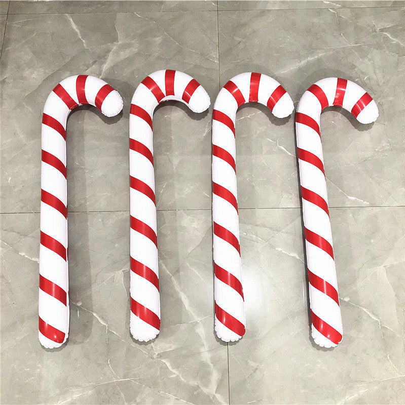 PVC Inflatable Santa Walking Stick Blowing Toy