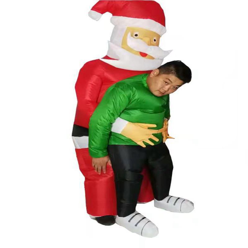 Inflated Santa carry you as Elf