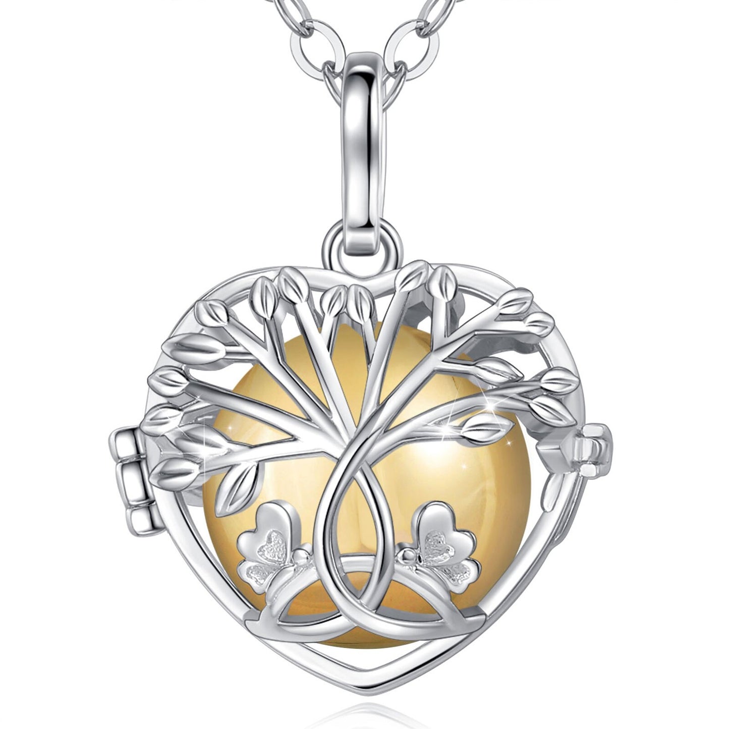 Eudora 18mm White Gold Tree Of Life Necklace