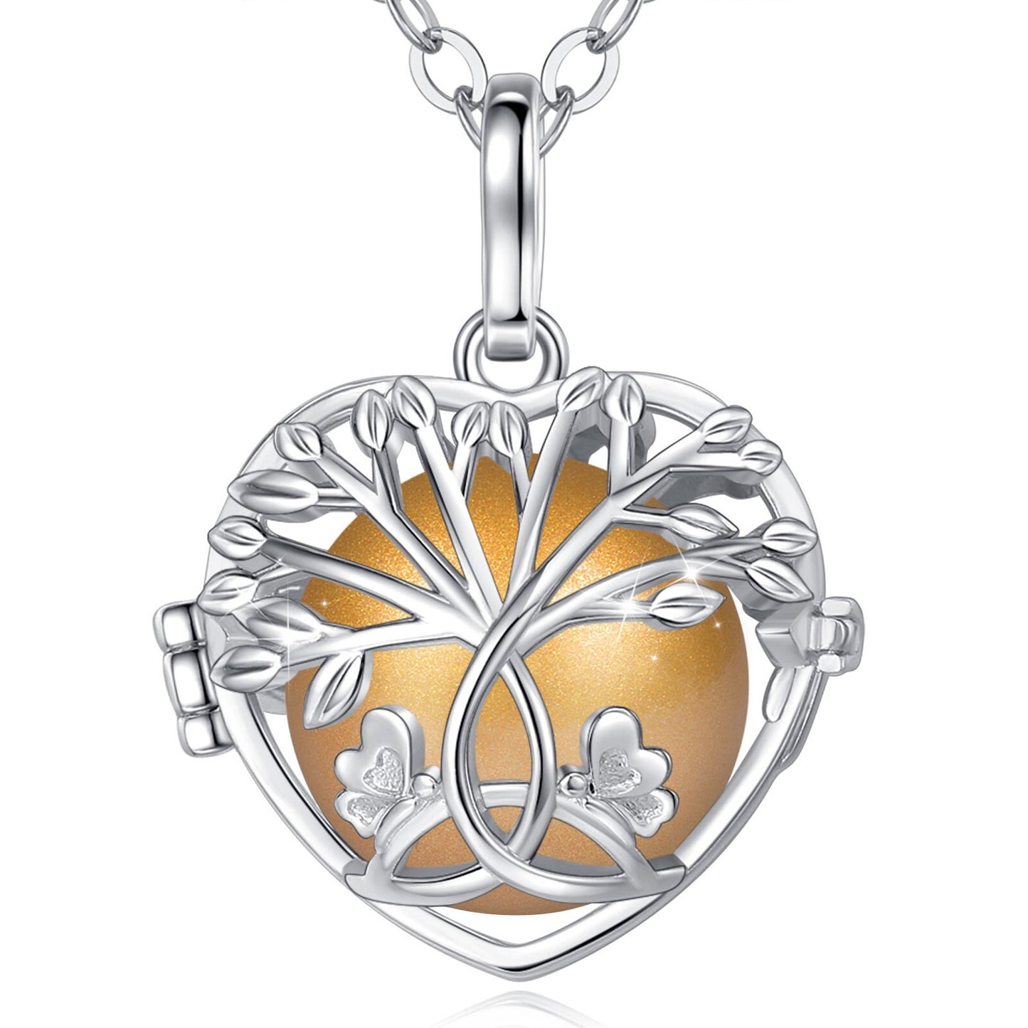 Eudora 18mm White Gold Tree Of Life Necklace