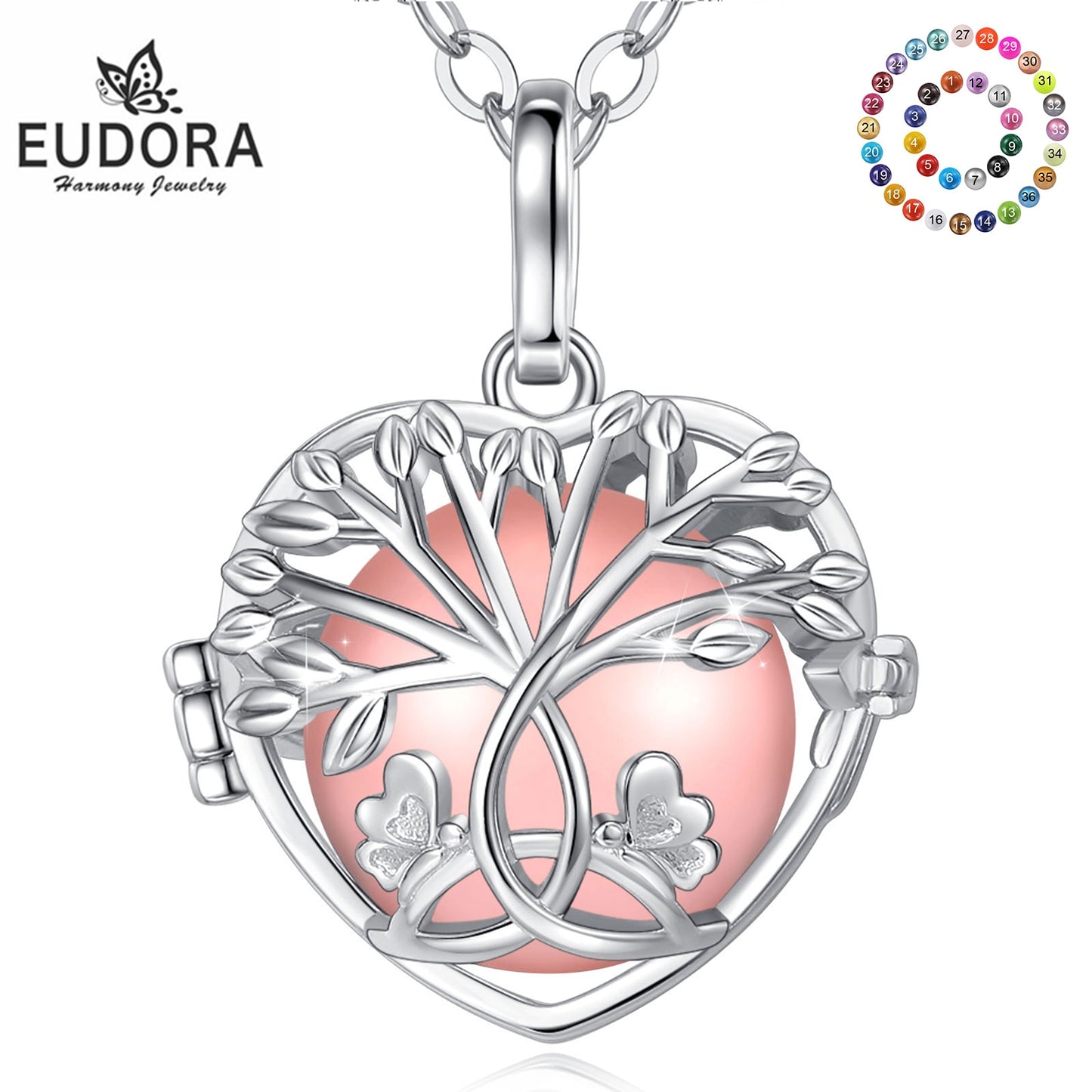 Eudora 18mm White Gold Tree Of Life Necklace