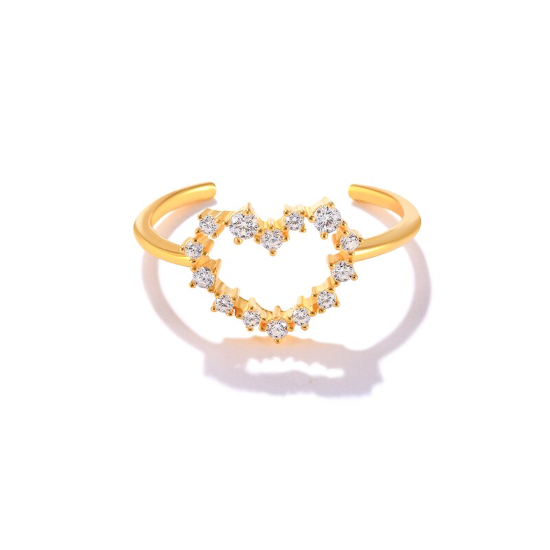 Sterling Silver Pink Zircon Heart Adjustable Rings