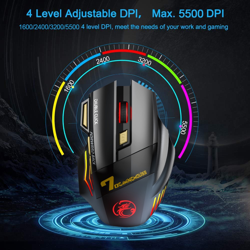 Rechargable RGB Wireless Bluetooth Gaming Mouse