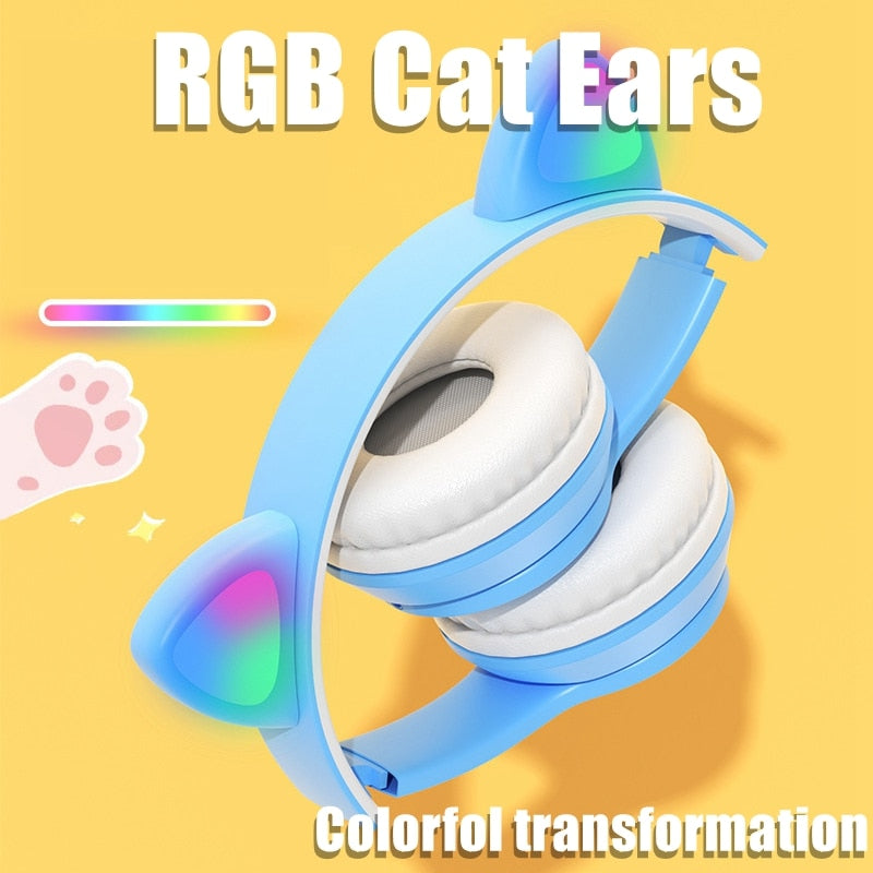 Wireless RGB Cat Ears Headphones