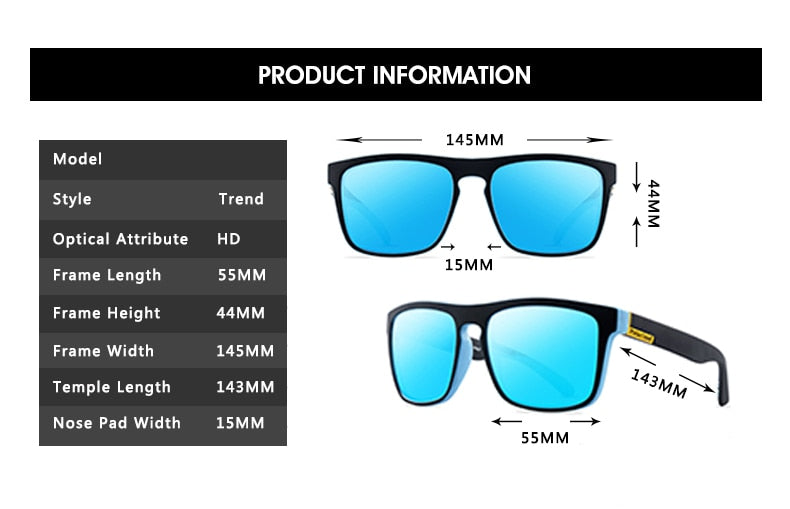 DJXFZLO Classic Polarized Mirror Square Sunglasses