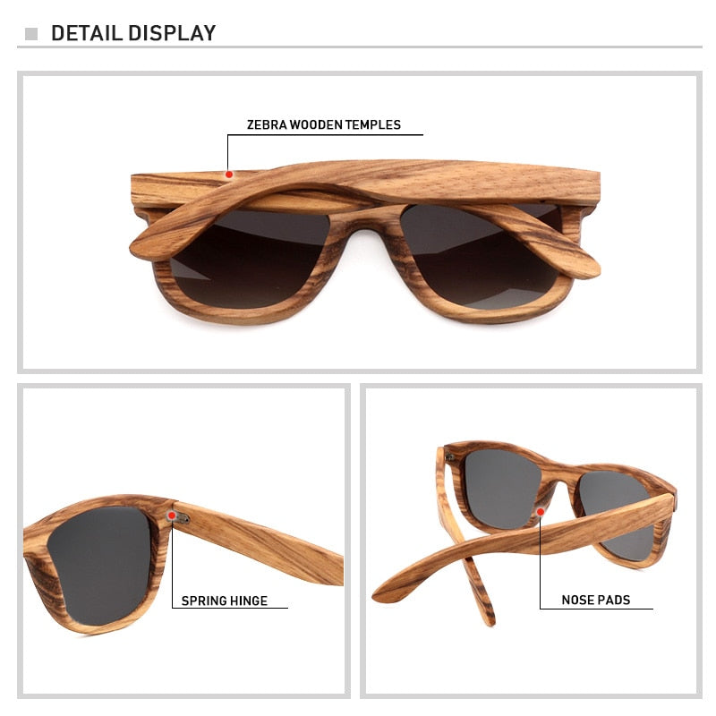 AN SWALLOW Retro Polarized Zebra Wood Sunglasses