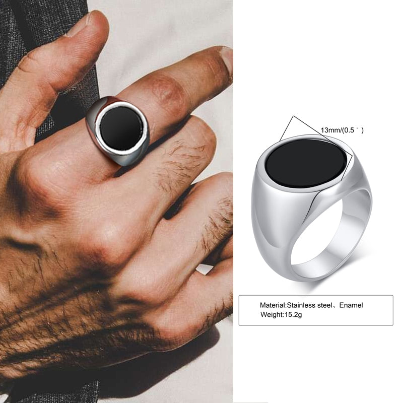 Men's Plain Sides Stinless Steel Signet Ring