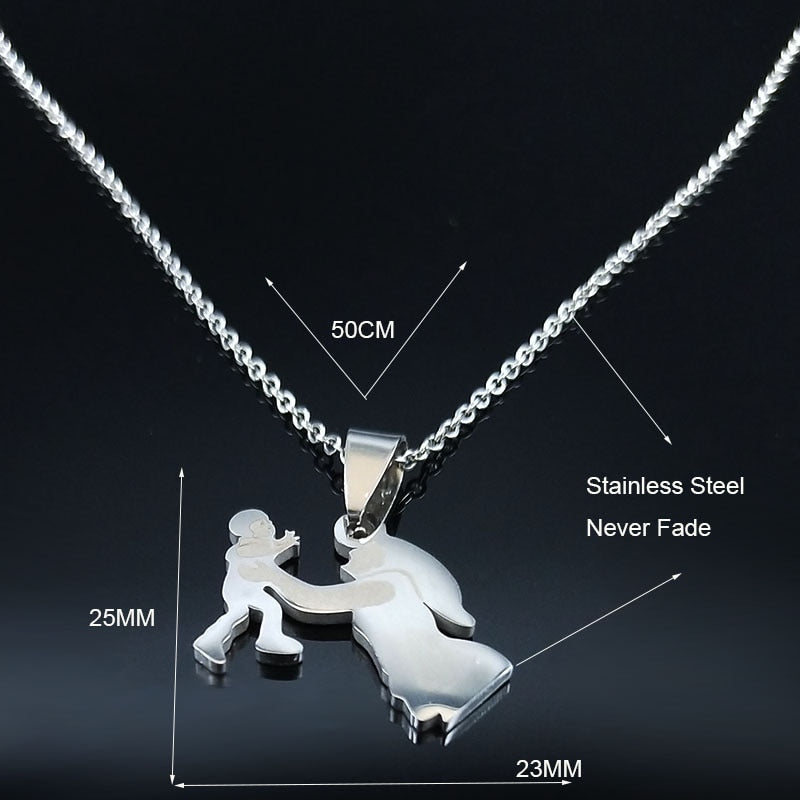 Family Stainless Steel Silver Color Chain Jewelry