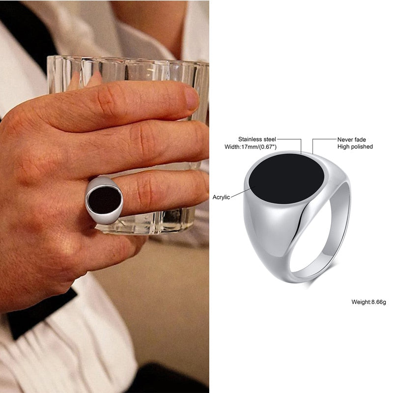 Men's Plain Sides Stinless Steel Signet Ring