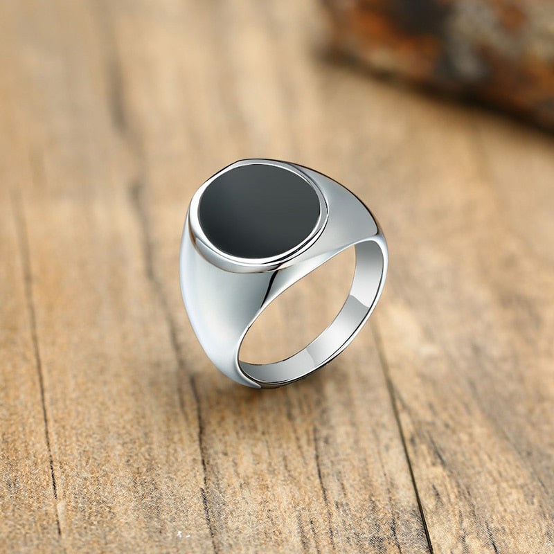 Men's Plain Sides Stinless Steel Signet Ring