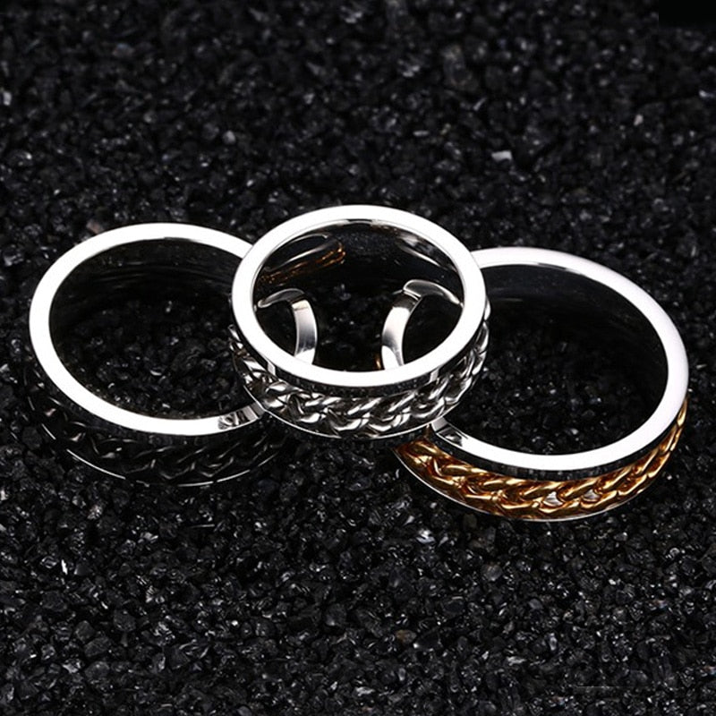 Rotatable Mens Stainless Steel Spinner Ring