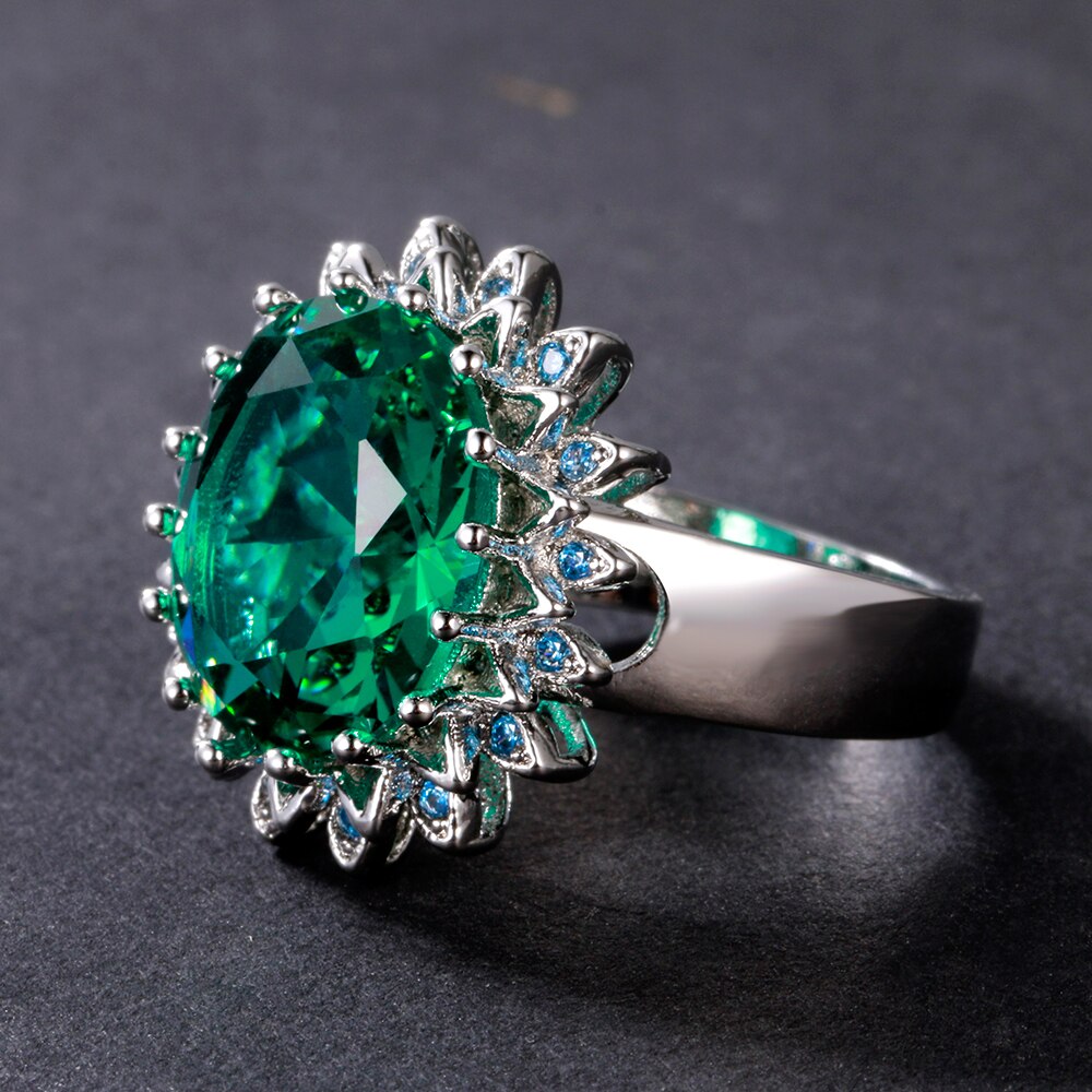 Sterling Silver Emerald Ring For Women