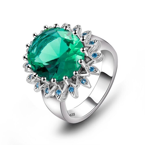 Sterling Silver Emerald Ring For Women