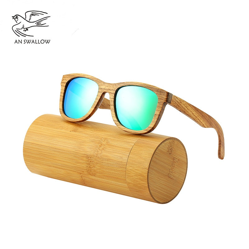 AN SWALLOW Retro Polarized Zebra Wood Sunglasses