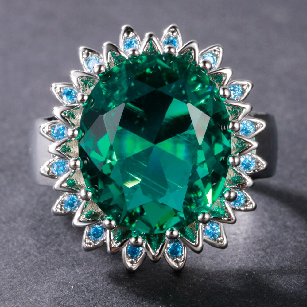 Sterling Silver Emerald Ring For Women