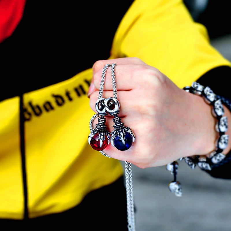 Stainless Steel Claw Necklace With Stone