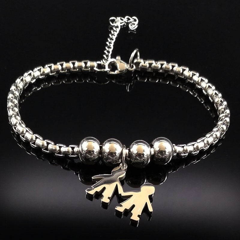 Mother & Daughter Stainless Steel Bracelet