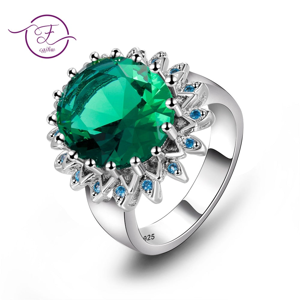 Sterling Silver Emerald Ring For Women