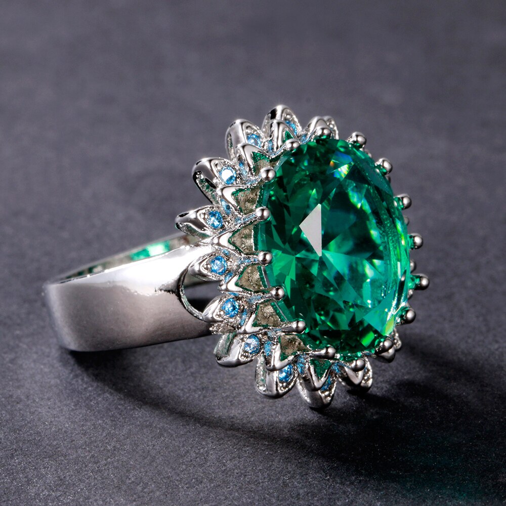 Sterling Silver Emerald Ring For Women